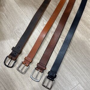 Men's Leather Belt Set - Black, Brown, Tan